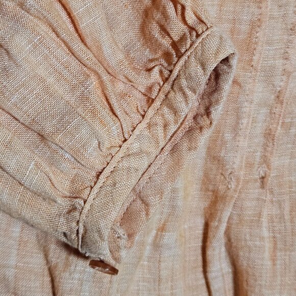 Talbots Petites Peach Pintuck Long-Sleeve Top P Lightweight Linen Blend - Picture 5 of 13